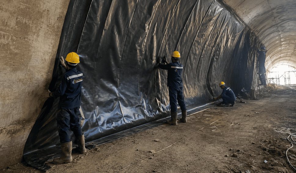Pelapisan Geomembrane Pada Terowongan -tunnel lining